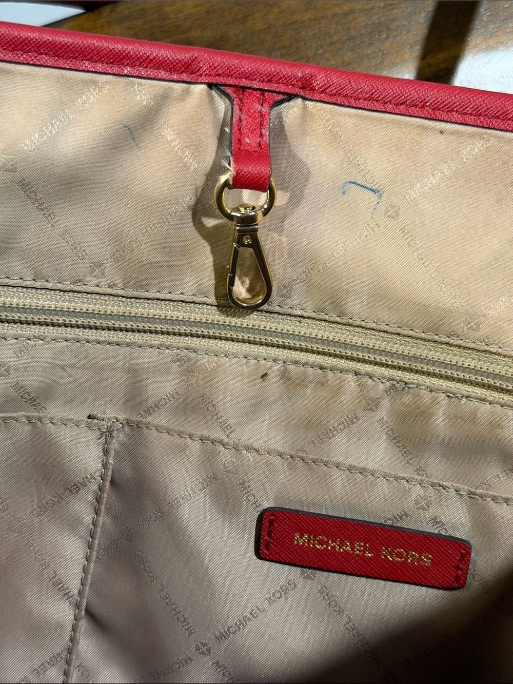 Michael Kors Red Saffiano Tote Bag - Picture 13 of 13